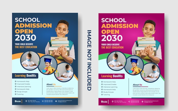 Kids education admission flyer back to school poster layout template