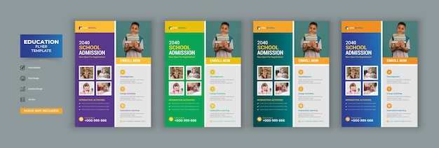 Kids education admission flyer or school admission flyer and social media post template