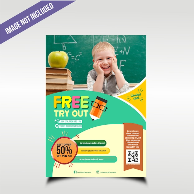 Kids education flyer with fun color