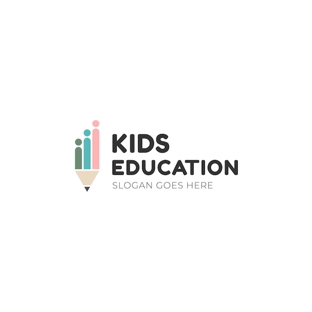 Vettore di progettazione del logo di educazione dei bambini