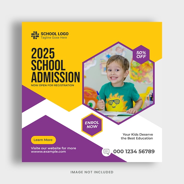 Kids education social media instagram post banner template