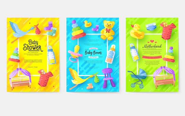 Kids elements template of flyer illustration