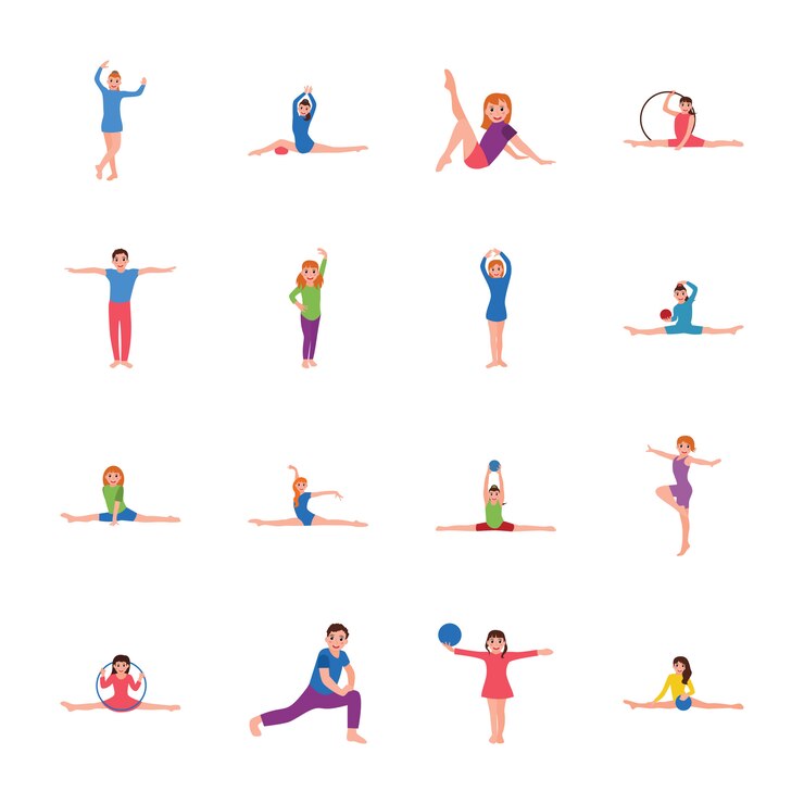 Vector 子供の運動と体操のフラットアイコンパック