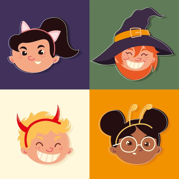 Kids faces with costumes