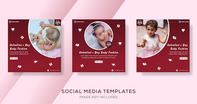 Vector kids fashion banner for valentines day template premium