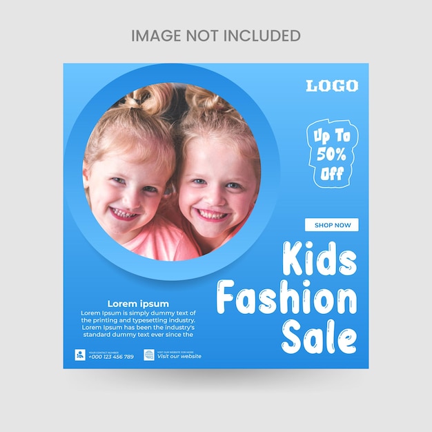 Vector kids fashion sale advertising banner for social media posts and web ads