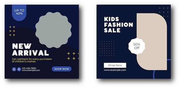 Kids fashion sale banner social media