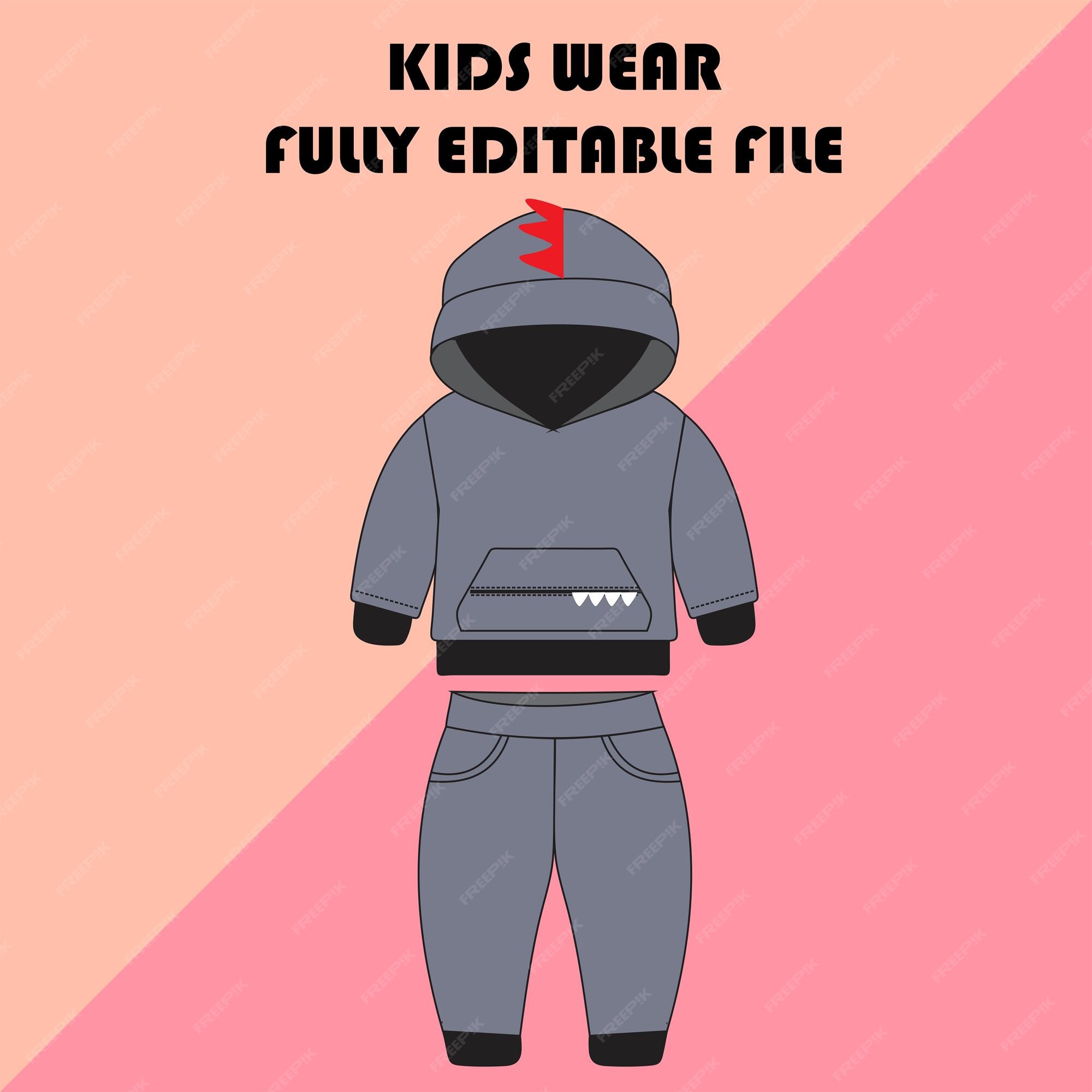 Premium Vector | Kids fashion wear tracksuit