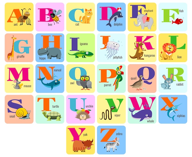 Vector kids full alphabet for education and learning