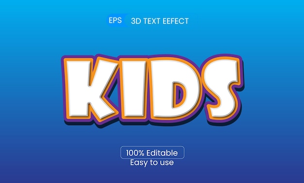 Vettore gioco per bambini effetto testo modificabile 3d dei cartoni animati
