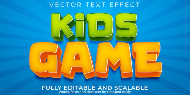 Kids game text effect editable cartoon and comic text style