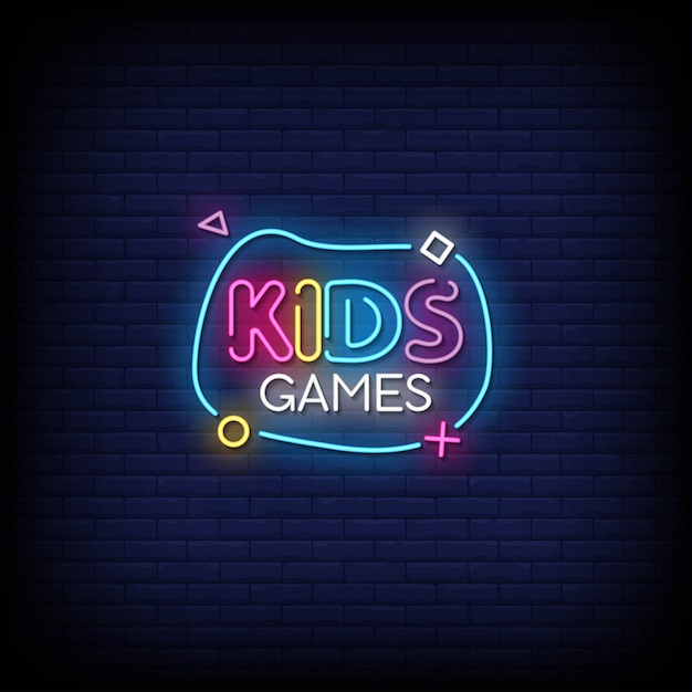 Kids Games Neon Signs Style Text  