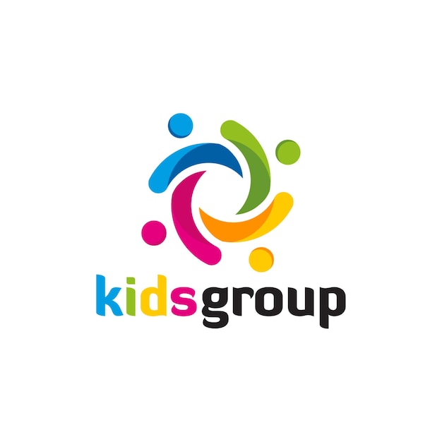 Vector kids group logo template designs vector illustration