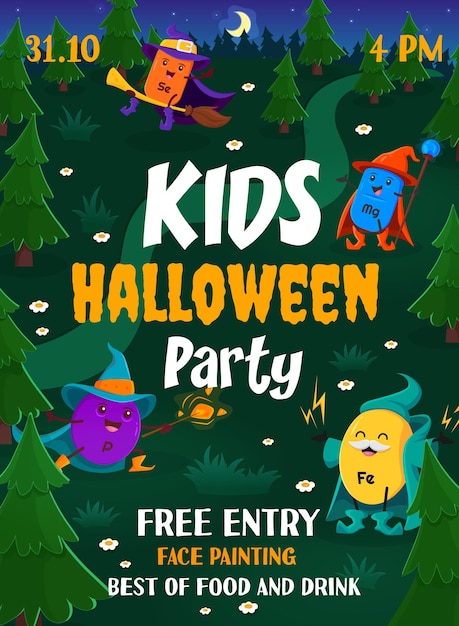 Kids halloween party Cartoon mineral wizards