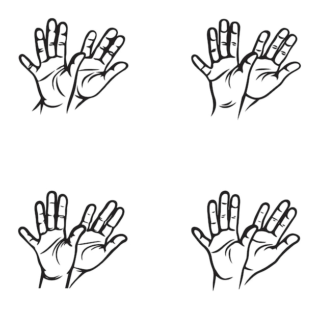 Vector kids hands art vector flat minimal icons