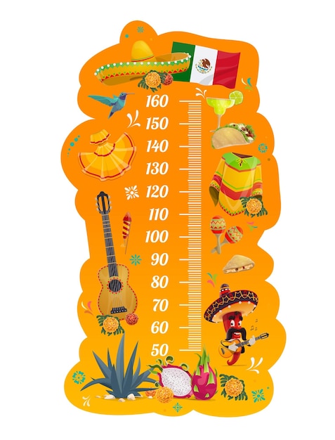 Kids height chart growth meter mexican holidays