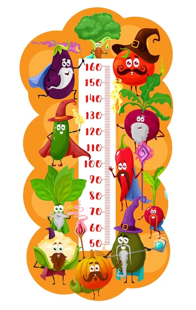 Kids height chart meter cartoon vegetable wizards