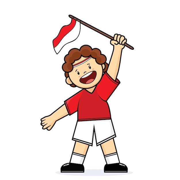 kids hold indonesian flag indonesia independence day cartoon animation