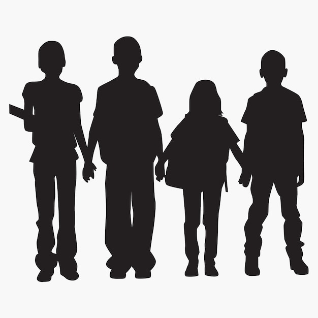 Kids Holding Hands Together Silhouette