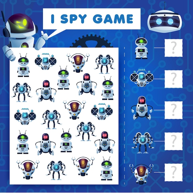 Premium Vector  Cartoon robots and droids math game worksheet quiz