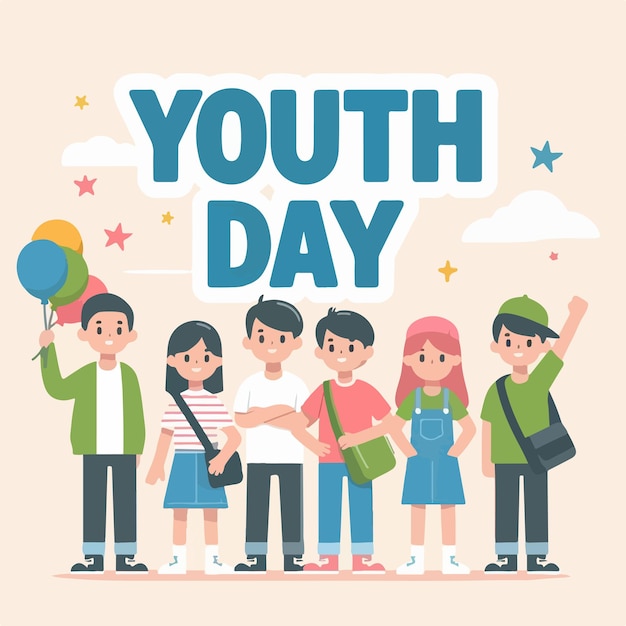 Kids illustration with Youth Day text in flat design style