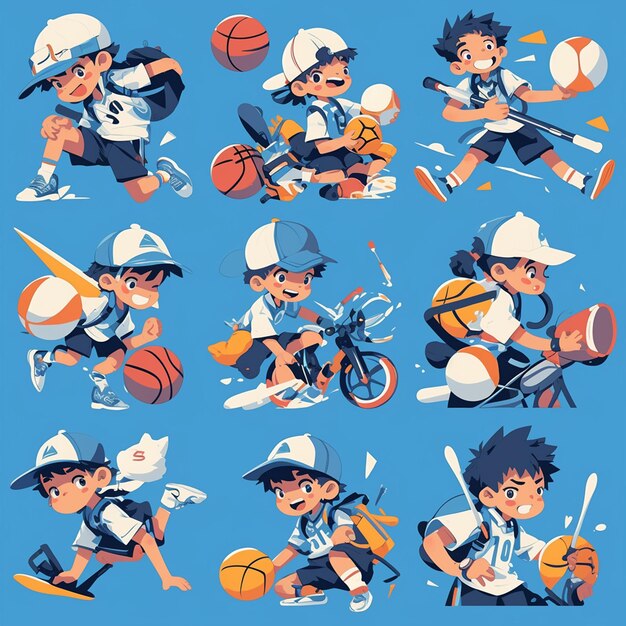 Vector kids joining school sports teams