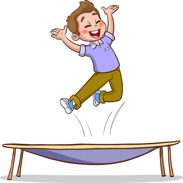 Premium Vector  Kids jumping on trampoline cartoon vector