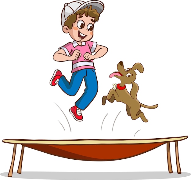 Premium Vector  Kids jumping on trampoline cartoon vector