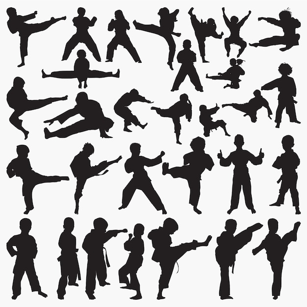 Kids karate silhouettes