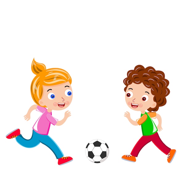 Kids kick ball football vector