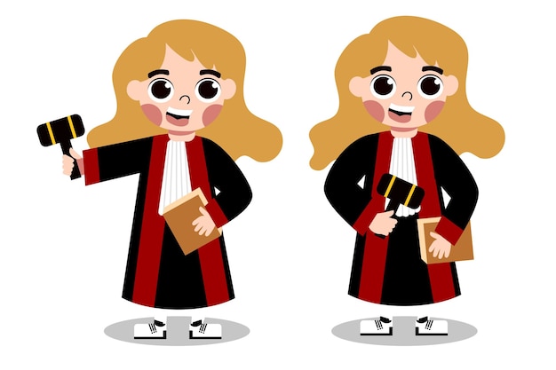 Kids lawyer and judge career character illustration