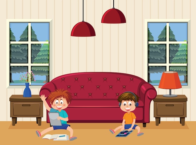 Kids learning online at home