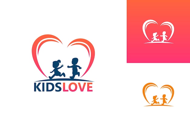 Kids Love Logo Template Design Vector, Emblem, Design Concept, Creative Symbol, Icon