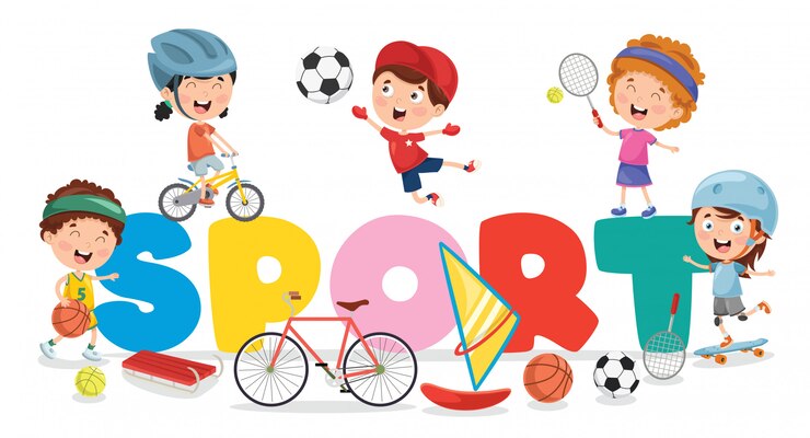 Vector kids making sport