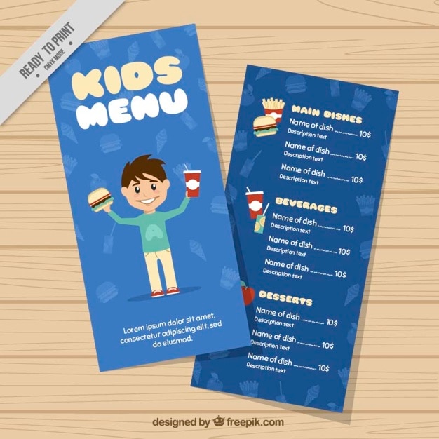 Vettore modello di menu bambini