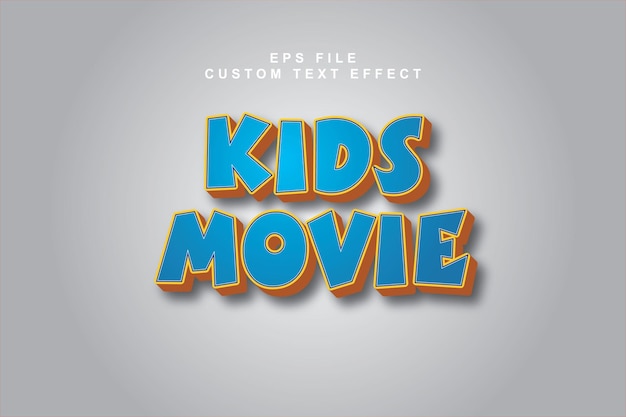 Kids movie 3d text style vector effect