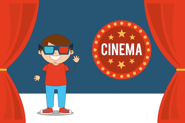 Vector kids moviegoers