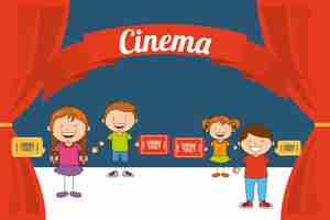 Vector kids moviegoers