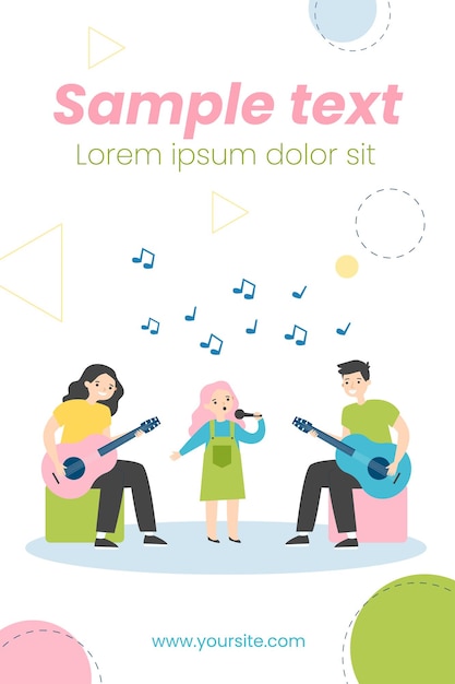 Vector kids music band illustration