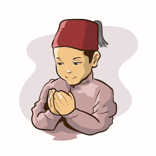 Vector kids muslim pray