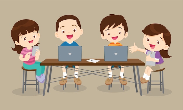 kids on online learning education courses