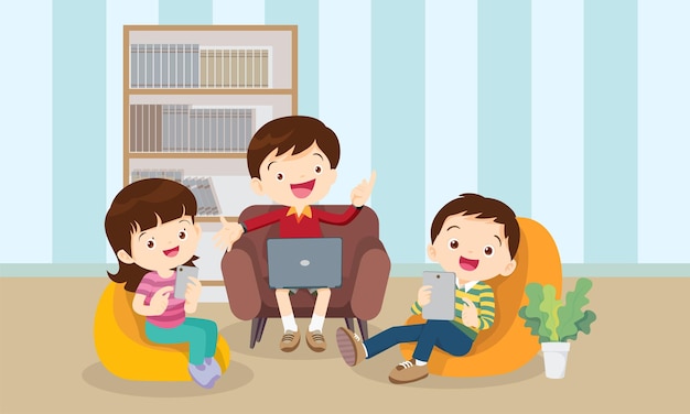 kids on online learning education courses