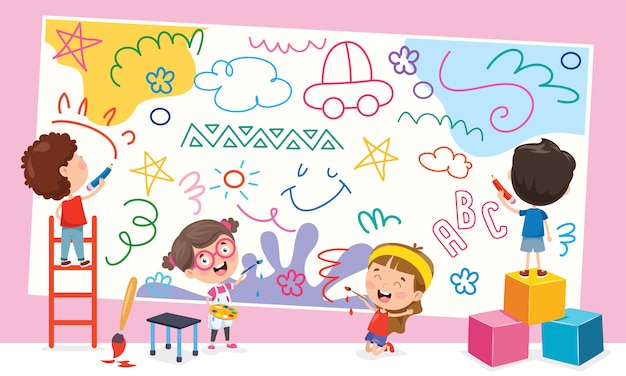 Vector kids painting banner