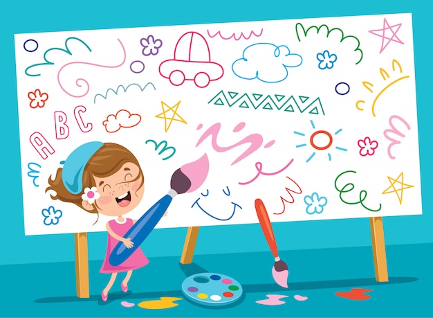 Vector kids painting banner