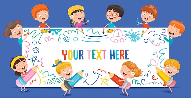 Vector kids painting banner