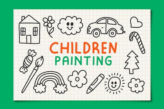 Vettore disegno della priorità bassa di doodle della pittura dei bambini