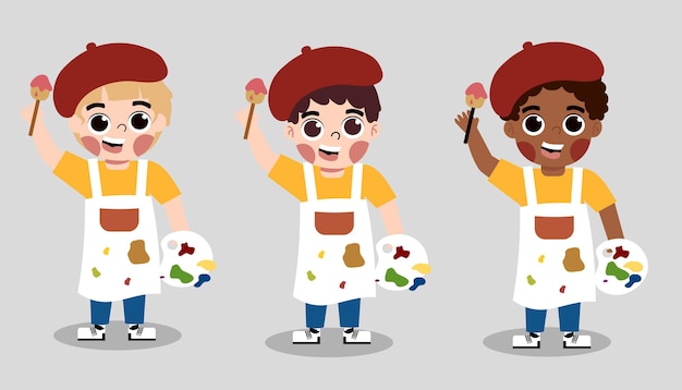 Vector kids painting job and dream career illustration