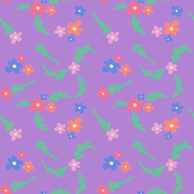 Kids papercraft vector floral seamless pattern