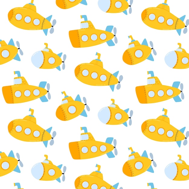 KIds patroon met een onderzeeër Eenvoudig naadloos patroon met Een onderzeeër Vector illustratie