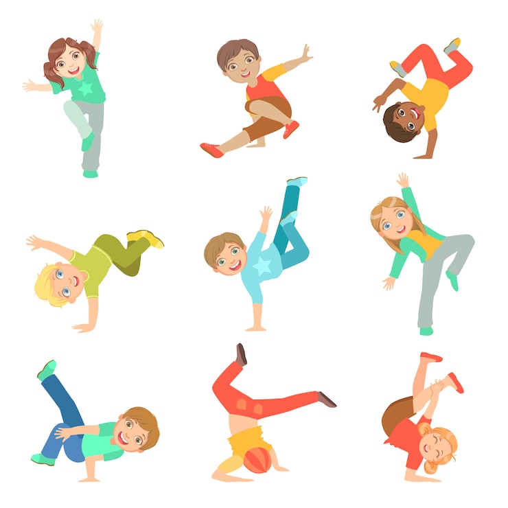 Vector モダンダンスセットを演奏する子供たち